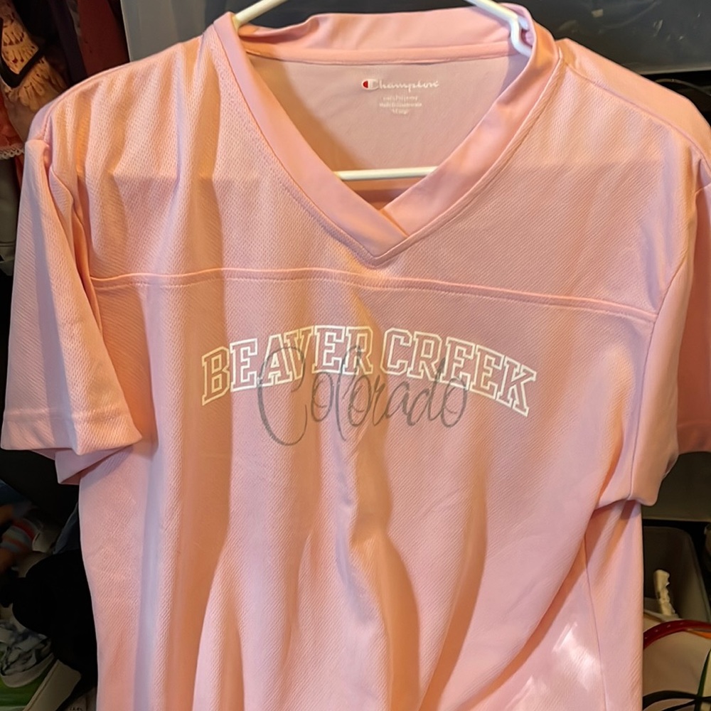 Brand champion pink beaver creek Colorado shirt